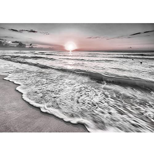 Runa Art Fototapete Strand Meer Sonnenuntergang 352 x 250 cm Vlies Tapeten XXL Moderne Wandtapete Wohnzimmer Schlafzimmer Grau Rosa 9467011b von Runa Art