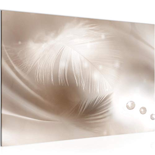Runa Art Bild Abstrakt Modern Wandbilder Wohnzimmer Schlafzimmer 1 Teilig - Made In Germany - Feder Perlen Beige Flur 033515a von Runa Art