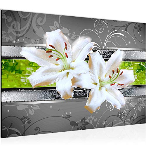 Runa Art Bild Blumen Lilien Modern Wandbilder Wohnzimmer 1 Teilig - Made In Germany - Abstrakt Grau Grün Flur 206915a von Runa Art