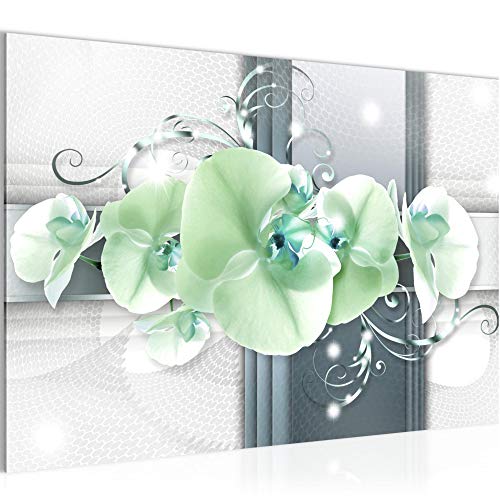 Runa Art Bild Blumen Orchidee Modern Wandbilder Wohnzimmer 1 Teilig - Made In Germany - Abstrakt Grau Türkis Flur 008315c von Runa Art