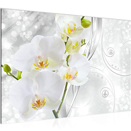 Runa Art Bild Blumen Orchidee Modern Wandbilder Wohnzimmer 1 Teilig - Made In Germany - Silber Gelb Weiss Flur 206815a von Runa Art