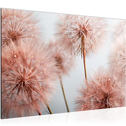 Runa Art Bild Blumen Pusteblumen Modern Wandbilder Wohnzimmer 1 Teilig - Made In Germany - Natur Grau Rosa Flur 042015a von Runa Art