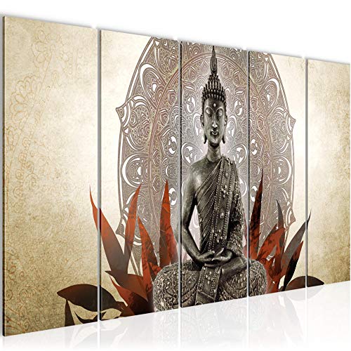 Runa Art Bild Buddha Wandbilder auf Vlies Leinwand 5 Teilig Wanddekoration Wohnzimmer Schlafzimmer 031256b von Runa Art