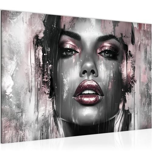 Runa Art Bild Fashion Frau Modern Wandbilder Wohnzimmer Schlafzimmer 1 Teilig - Made In Germany - Lippen Grau Rosa Flur 052815c von Runa Art