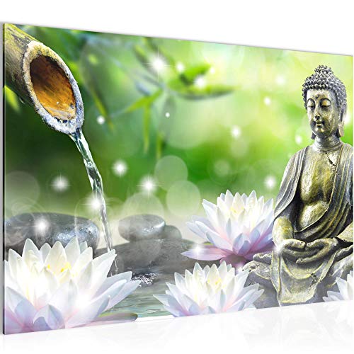 Runa Art Bild Feng Shui Buddha Modern Wandbilder Wohnzimmer Schlafzimmer 1 Teilig - Made In Germany - Wellness Spa Grün Flur 018215a von Runa Art