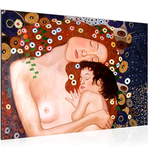 Runa Art Bild Gustav Klimt Mutter und Kind Modern Wandbilder Wohnzimmer Schlafzimmer 1 Teilig - Made In Germany - Frau Braun Flur 700215a von Runa Art