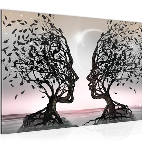 Runa Art Bild Liebespaar Modern Wandbilder Wohnzimmer Schlafzimmer 1 Teilig - Made in Germany - Abstrakt Baum Grau Rosa Flur 044815b von Runa Art