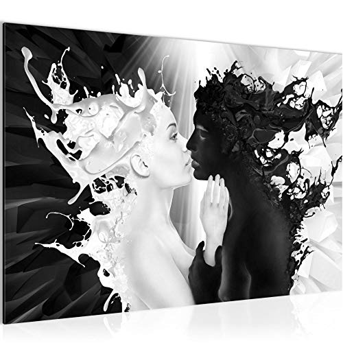 Runa Art Bild Milk und Coffee Modern Wandbilder Wohnzimmer Schlafzimmer 1 Teilig - Made In Germany - Liebe Schwarz Weiss Flur 005015b von Runa Art