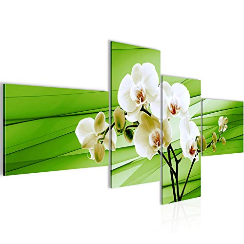 Runa Art Bild Modern Blumen Orchidee - Made in Germany - Wandbilder Abstrakt Grün 4 Teilig 202042c von Runa Art