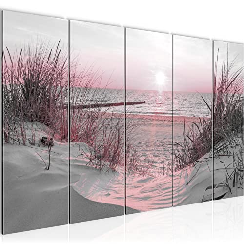 Runa Art Bild Strand Sonnenuntergang Wandbilder auf Vlies Leinwand 5 Teilig Wanddekoration Schlafzimmer Wohnzimmer 041756b von Runa Art