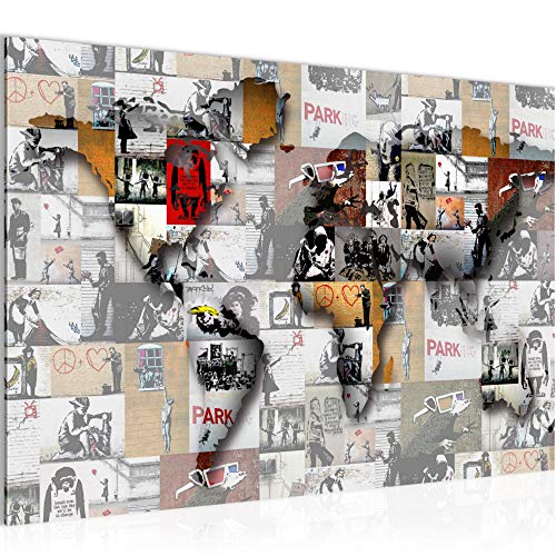 Runa Art Bild Weltkarte Banksy Collage Modern Wandbilder Wohnzimmer Büro 1 Teilig - Made In Germany - Pop Art Rosa Flur 104515b Runa Art Bild Weltkarte Banksy Collage Modern Wandbilder Wohnzimmer Büro 1 Teilig - Made In Germany - Pop Art Rosa Flur 104515b von Runa Art