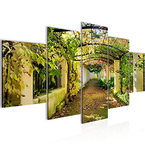 Runa Art Bild Wohnzimmer Schlafzimmer Natur Gasse 5 Teilig Panorama Grün Beige Wandbilder auf Vlies Leinwand 609253a von Runa Art