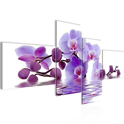 Runa Art Bild XXL 4 Teilig Blumen Orchidee 200 x 100 cm Kunstdruck auf Vlies Leinwand Wanddeko Wohnzimmer Schlafzimmer 200641b von Runa Art