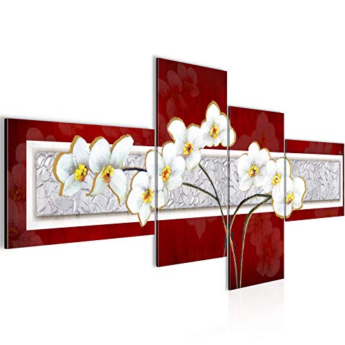 Runa Art Bild XXL 4 Teilig Blumen Orchidee 200 x 100 cm Kunstdruck auf Vlies Leinwand Wanddeko Wohnzimmer Schlafzimmer 203141c von Runa Art