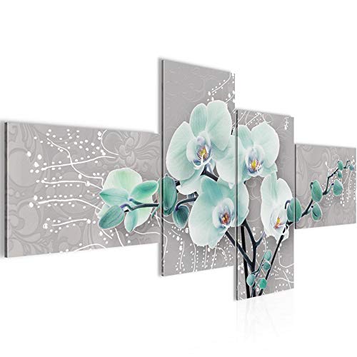 Runa Art Bild XXL 4 Teilig Blumen Orchidee 200 x 100 cm Kunstdruck auf Vlies Leinwand Wanddeko Wohnzimmer Schlafzimmer 203741b von Runa Art