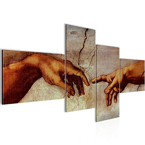 Runa Art Bild XXL 4 Teilig Creation of Adam Michelangelo 200 x 100 cm Kunstdruck auf Vlies Leinwand Wanddeko Wohnzimmer Schlafzimmer 700141a von Runa Art