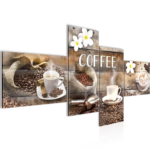 Runa Art Bild XXL 4 Teilig Kaffee Küche 200 x 100 cm Kunstdruck auf Vlies Leinwand Wanddeko Esszimmer Küchenbilder 027141b von Runa Art