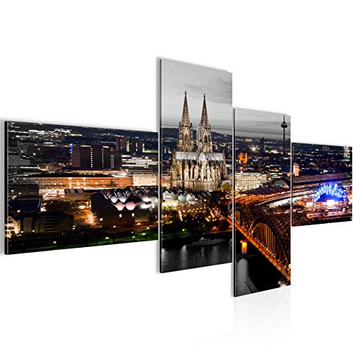 Runa Art Bild XXL 4 Teilig Köln 200 x 100 cm Kunstdruck auf Vlies Leinwand Wanddeko Wohnzimmer Schlafzimmer 601541c von Runa Art