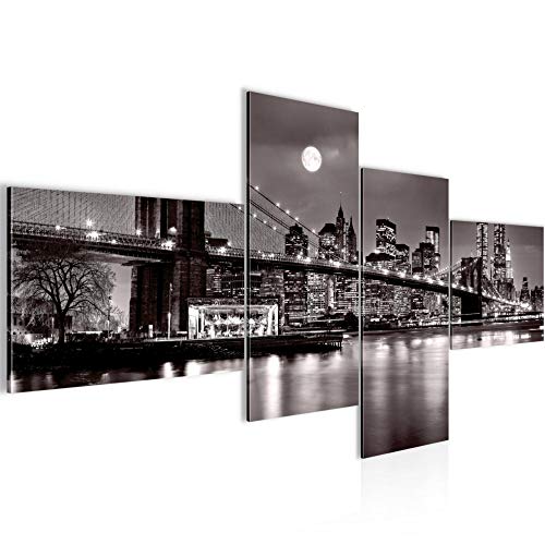 Runa Art Bild XXL 4 Teilig New York City 200 x 100 cm Kunstdruck auf Vlies Leinwand Wanddeko Wohnzimmer Büro 606741c von Runa Art