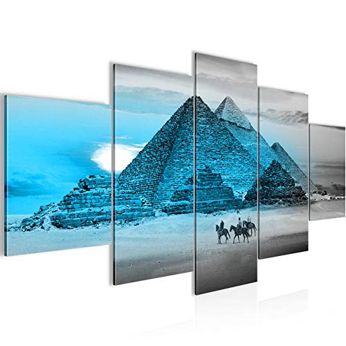 Runa Art - Bilder Ägypten Pyramiden 200 x 100 cm 5 Teilig XXL Wanddekoration Design Blau 601851b von Runa Art