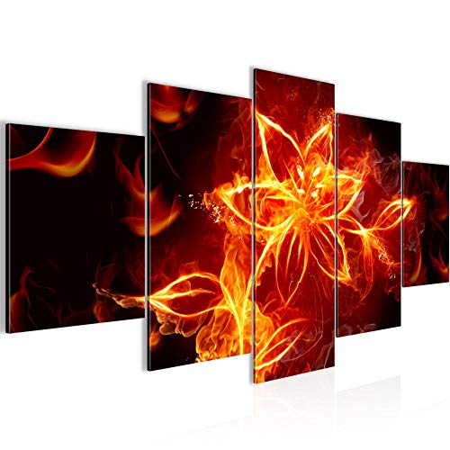 Runa Art - Bilder Blumen Lilie 200 x 100 cm 5 Teilig XXL Wanddekoration Design Rot 400851a von Runa Art