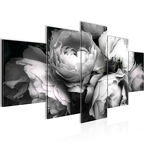 Runa Art - Bilder Blumen Rosen 200 x 100 cm 5 Teilig XXL Wanddekoration Design Schwarz Bunt 039151c von Runa Art
