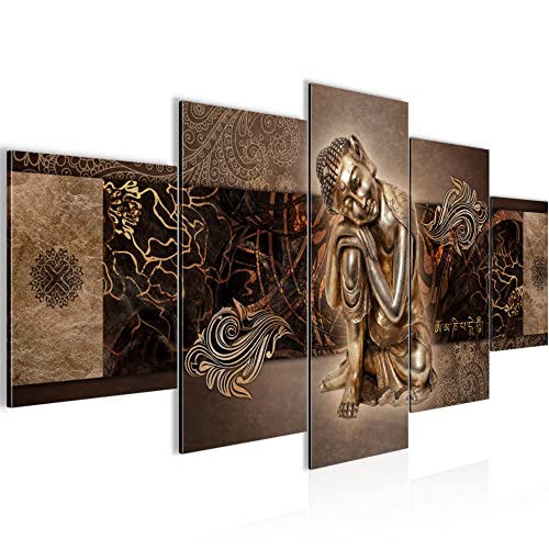 Runa Art - Bilder Buddha Zen 200 x 100 cm 5 Teilig XXL Wanddekoration Design Braun 041351b von Runa Art