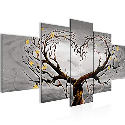 Runa Art - Bilder Herz Baum 200 x 100 cm 5 Teilig XXL Wanddekoration Design Schwarz Weiss 002351c von Runa Art