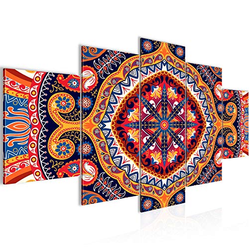 Runa Art - Bilder Mandala Abstrakt 200 x 100 cm 5 Teilig XXL Wanddekoration Design Bunt 506751a von Runa Art