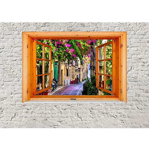 Runa Art Fototapete Fenster Toscana 352 x 250 cm Vlies Tapeten XXL Moderne Wandtapete Wohnzimmer Schlafzimmer Grau Bunt 9211011a von Runa Art