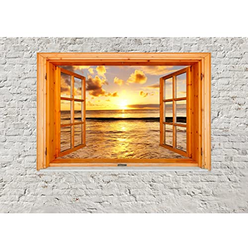 Runa Art Fototapete Fenster zum Sonnenuntergang Meer Modern Vlies Wohnzimmer Schlafzimmer - Made in Germany - Weiss Orage 9208010a von Runa Art