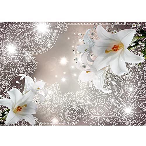 Runa Art Fototapete Lilien Blumen Ornament Modern Vlies Wohnzimmer Schlafzimmer - Made in Germany - Braun 9195010c von Runa Art