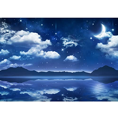 Runa Art Fototapete Meer Nacht Mond Modern Vlies Wohnzimmer Schlafzimmer - Made in Germany - Blau 9352010a von Runa Art