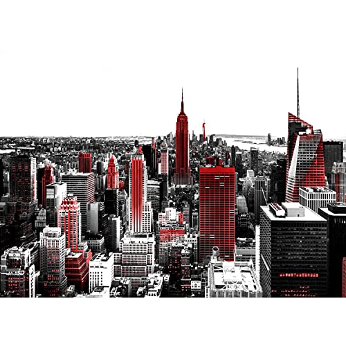 Runa Art Fototapete New York 352 x 250 cm Vlies Tapeten XXL Moderne Wandtapete Wohnzimmer Schlafzimmer Rot Schwarz 9202011a von Runa Art