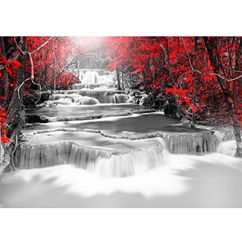 Runa Art Fototapete Wasserfall 352 x 250 cm Vlies Tapeten XXL Moderne Wandtapete Wohnzimmer Schlafzimmer Grau Rot 9587011a von Runa Art