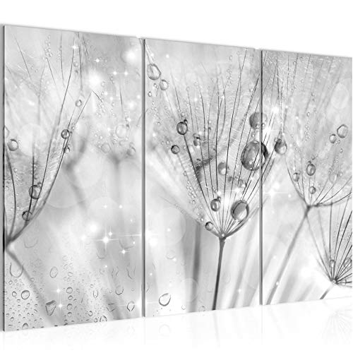 Runa Art Wandbilder Pusteblume Bild XXL Wohnzimmer Schlafzimmer Schwarz Weiss Natur 120 x 80 cm 3 Teilig 019931c von Runa Art