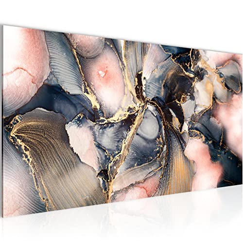 Runa Art Wandbild Abstrakt 1 Teilig 100 x 40 cm Modern Bild auf Vlies Leinwand Pastel Wohnzimmer Schlafzimmer blau rosa Gold 043812a von Runa Art