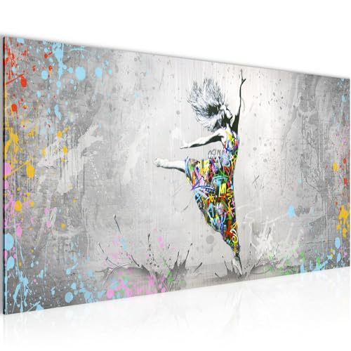 Runa Art Wandbild Ballerina 100 x 40 cm Modern Bild auf Vlies Leinwand Banksy Style Wohnzimmer Loft Grau 053812a Runa Art Wandbild Ballerina 100 x 40 cm Modern Bild auf Vlies Leinwand Banksy Style Wohnzimmer Loft Grau 053812a von Runa Art