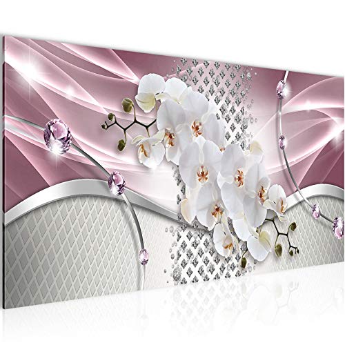 Runa Art Wandbild Blumen Orchidee 1 Teilig 100 x 40 cm Modern Bild auf Vlies Leinwand Abstrakt Wohnzimmer Grau Violett 022512b von Runa Art