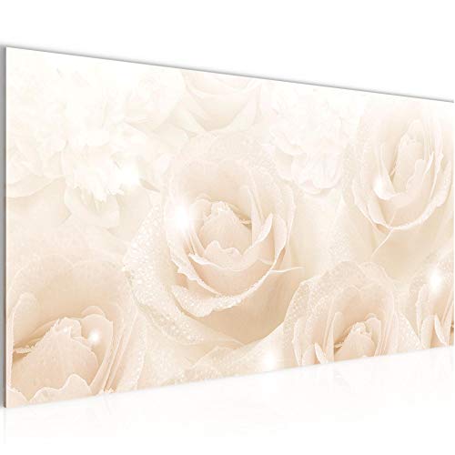 Runa Art Wandbild Blumen Rosen 1 Teilig 100 x 40 cm Modern Bild auf Vlies Leinwand Vintage Wohnzimmer Beige 017212c von Runa Art