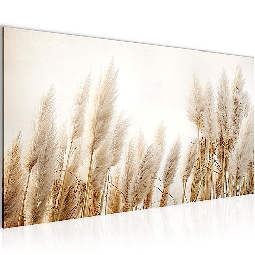 Runa Art Wandbild Boho pampasgras 1 Teilig 100 x 40 cm Modern Bild auf Vlies Leinwand Natur Wohnzimmer Schlafzimmer Beige 044412a von Runa Art