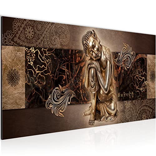 Runa Art Wandbild Buddha Zen 1 Teilig 100 x 40 cm Modern Bild auf Vlies Leinwand Feng Shui Wohnzimmer Schlafzimmer Braun 041312b von Runa Art