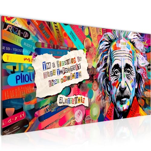 Runa Art Wandbild Einstein Street Art 1 Teilig 100 x 40 cm Modern Bild auf Vlies Leinwand Banksy Style Wohnzimmer Schlafzimmer Bunt 044912a von Runa Art