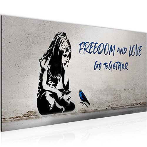 Runa Art Wandbild Mädchen mit Vogel 1 Teilig 100 x 40 cm Modern Bild auf Vlies Leinwand Street Art Loft Wohnzimmer Grau Blau 040612c Runa Art Wandbild Mädchen mit Vogel 1 Teilig 100 x 40 cm Modern Bild auf Vlies Leinwand Street Art Loft Wohnzimmer Grau Blau 040612c von Runa Art