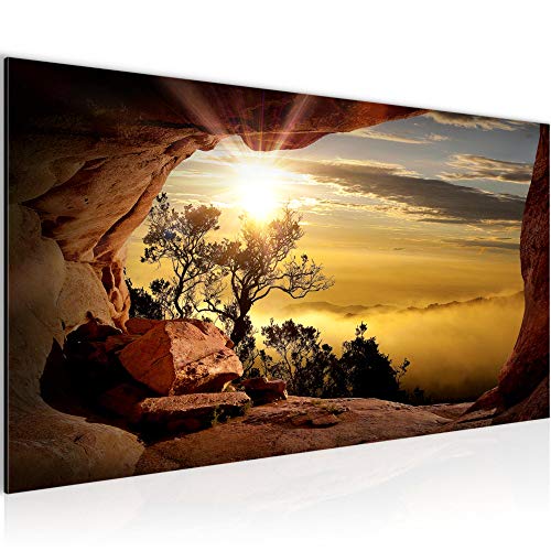 Runa Art Wandbild Natur Gebirge 1 Teilig 100 x 40 cm Modern Bild auf Vlies Leinwand Landschaft Wohnzimmer Schlafzimmer Beige Braun 607612b von Runa Art