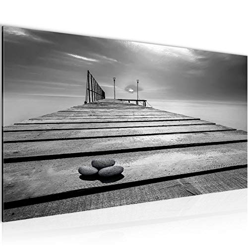Runa Art Wandbild Sonnenuntergang 1 Teilig 100 x 40 cm Modern Bild auf Vlies Leinwand Landschaft Schlafzimmer Wohnzimmer Schwarz Weiss 020312c von Runa Art