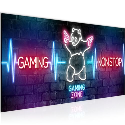 Runa Art Wandbild Spielkonsole Gaming 1 Teilig 100 x 40 cm Modern Bild auf Vlies Leinwand Jugendzimmer Teenager Kinderzimmer Bunt 045012a von Runa Art