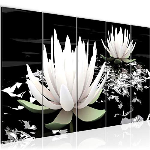 Runa Art Wandbild XXL Blumen Lotusblume Wohnzimmer Schlafzimmer 200 x 80 cm Grau Grün 5 Teilig - Made in Germany - 203355a von Runa Art