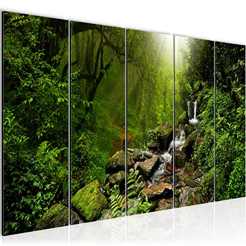 Runa Art Wandbild XXL Natur Wald Wohnzimmer Schlafzimmer 200 x 80 cm Grün 5 Teilig - Made in Germany - 026455a von Runa Art