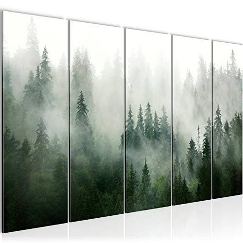 Runa Art Wandbild XXL Wald Natur Wohnzimmer Schlafzimmer 200 x 80 cm Grün Grau 5 Teilig - Made in Germany - 032355a von Runa Art